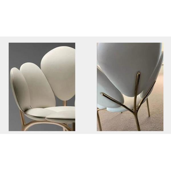 Nordic Hotel Restaurant Furniture Dining Room Petal Shaped Stainless Steel Minimalist Dining Chair