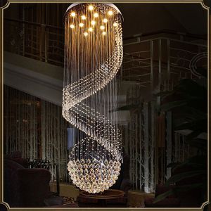 Classical Style Raindrop Staircase Pendant Light Height 1500mm