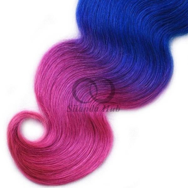 #T1B/Blue/Rose Red Body Wave Remy Human Hair Bundles Sew In Weave Bundles Brazilian Bundle Deals