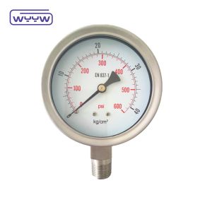 Precision Industrial Laser Welded Liquid Pressure Gauge With Black Aluminum