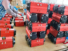 pneumatic rotary actuator red colour black caps actuator with polyester coating
