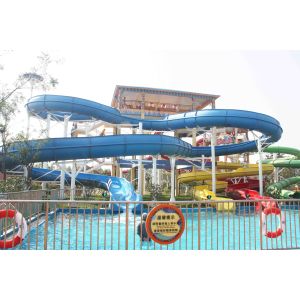 Colorful Aqua Park Equipment , Custom FPR Water Park Large Water Slides FOR