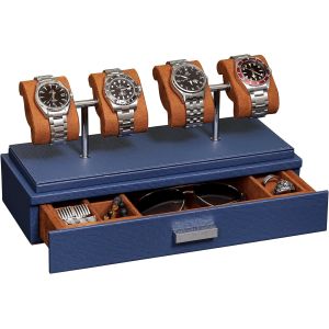 ROTHWELL Luxury Watch Display Case for 4 Watches – Leather Watch Box with