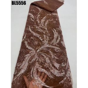 Latest fashionable aso ebi beaded lace wedding dress with shiny beaded Europe