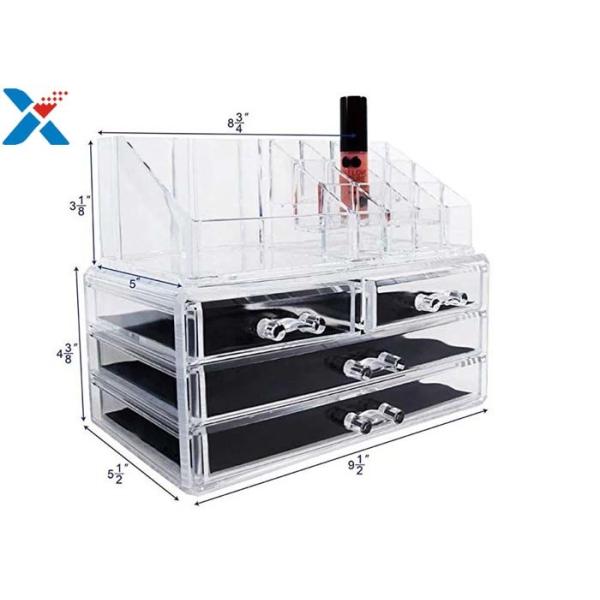 Rectangle Acrylic Makeup Drawer Organizer / Acrylic Cosmetic Organiser ROHS Approved