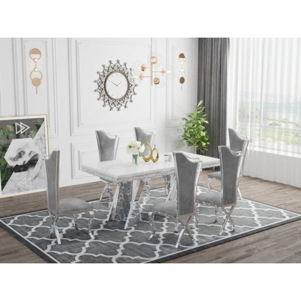 Light Luxury Stainless Steel Marble Square Ballroom Dining Table