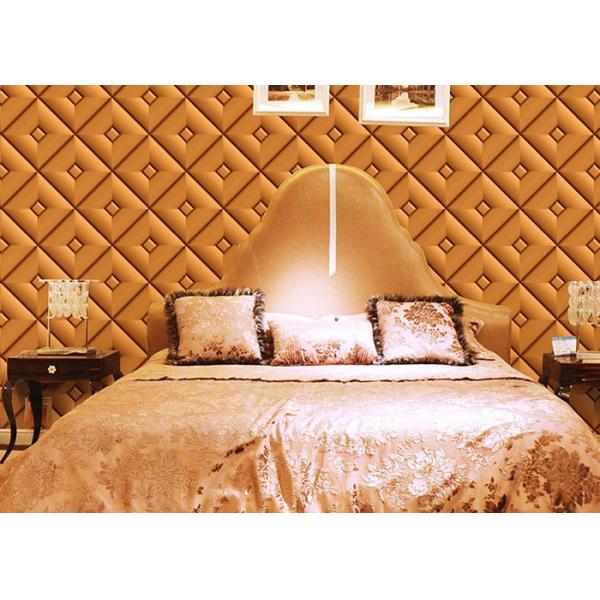 Diamond Pattern Inmitation Leather Asian Inspired Wallpaper Chinese Style Foam