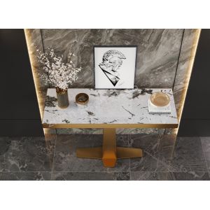 Sophisticated Gold Marble Top Console Table 760mm Height Contemporary