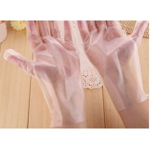 Practical high quality transparent disposable hdpe vinyl pe glove thickened
