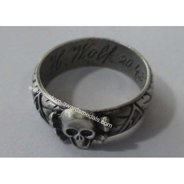 Memorialized Souvenir Badges Metal Ring With Pewter , Antique Silver