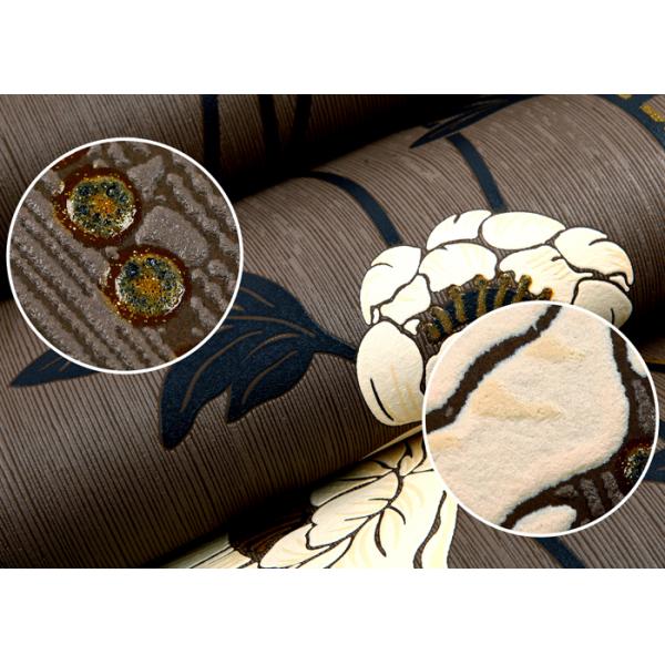 Floral Interior House Decoration Wallpaper With Non Woven Materials , Brown Color