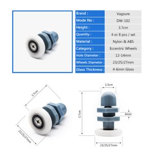 Small Single Sliding Shower Door Rollers , Height 3.7CM Shower Door Runner