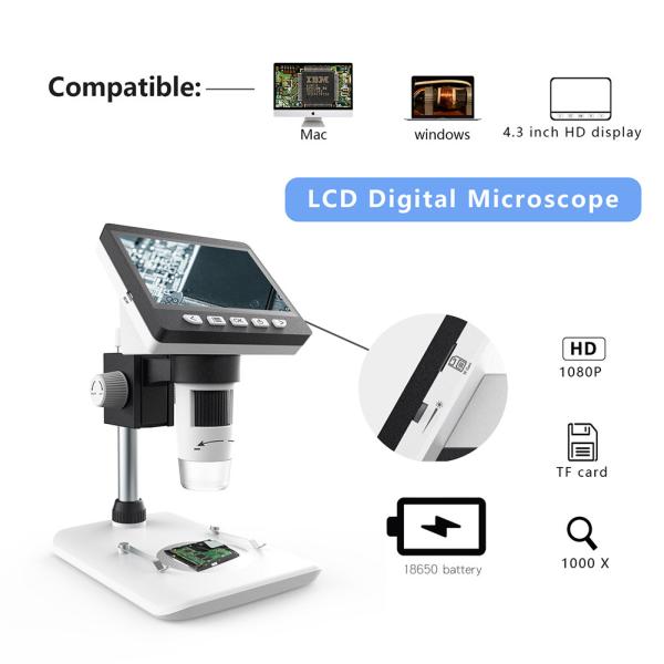 Factory Customization 1080P 4.3'' LCD Screen Digital Microscope For Circuit Board Industry