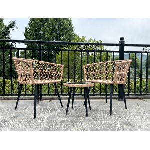 Waterproof Rattan Coffee Table Chair Sets For Garden And Patio Rattan Woven