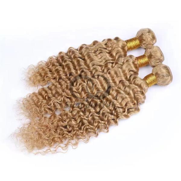 #27 Honey Blonde Deep Wave Remy Human Hair Bundles Sew In Weave Bundles Brazilian Bundle Deals
