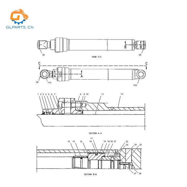 158-8991 1588991 2043614 204-3614 Hydraulic Boom Cylinder E320C For CAT