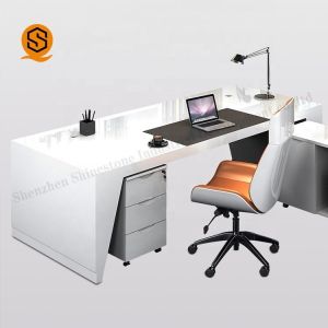 Easy Repairable Solid Surface Furniture Boss L Shaped Work Table