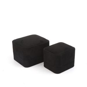 Square black Velvet Jewelry ring Box customizable Jewellery Box packaging
