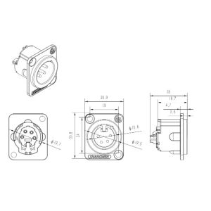 New XLR 4 Pin Female Socket IP40 Indoor Audio Video Cable Connector with Solder