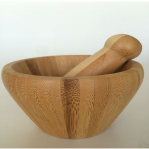 natural living bamboo garlic mortar and pestle with high quality and eco