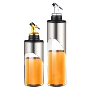 Empty Round Kitchen Oil Dispenser Glass Bottle 380ml 650ml