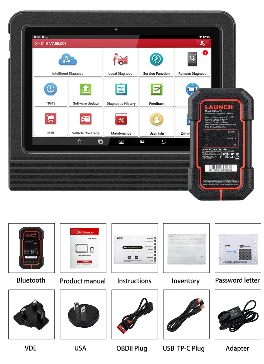 LAUNCH X431 PRO V 5.0 Car Diagnostic Tools Auto OBD2 Scanner All System ECU Coding Active Test Update Online PRO V5.0