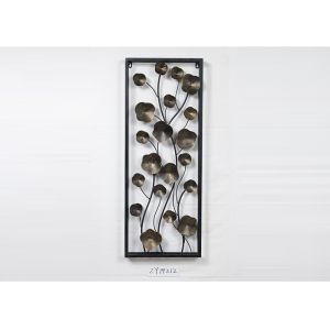 Bronze Metal Wall Decor Vintage Home Decorations Floral Design Black Frame