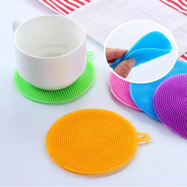 Double-side Circular Bowl Dish Washing Brush Silicone Cleaning Brush for Kitchen Cleaning