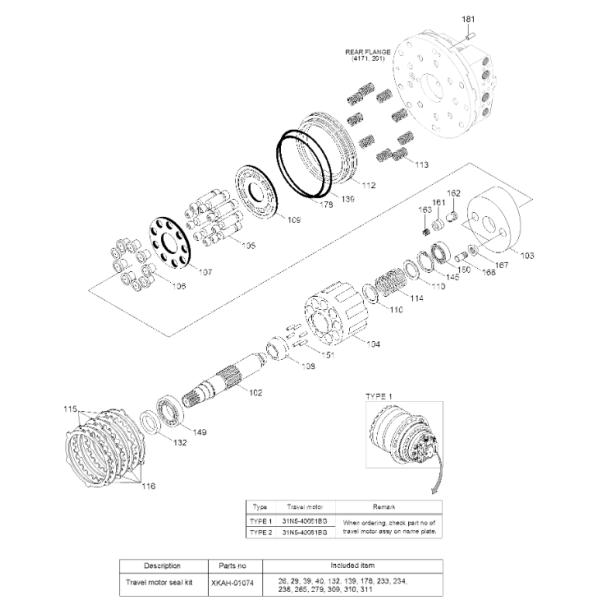 XKAH00410 Shaft HYUNDAI Excavator Travel Motor Parts For R110-7A R140LC-7