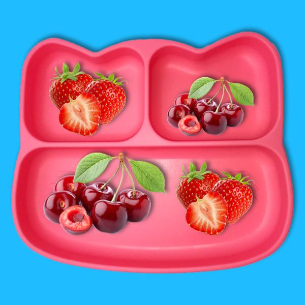 Silicone Suction Plate Oem Customized Food Grade Cat Shape Kids Feeding Set Baby