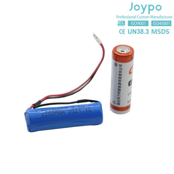 Cylindrical AA ER14505M 3.6V Lithium Battery Cell 2000mAh Low Self Discharge