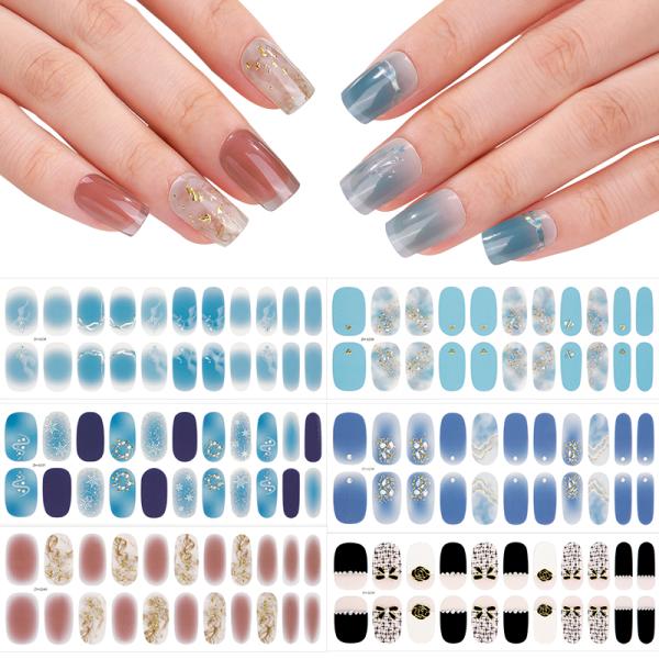 High gloss Irregular bronzing lines Marble leopard print semi curing gel nail sticker used with UV lamp