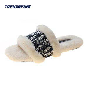 Real Fox Sandal Fashion Woman Fluffy Slider Slipper