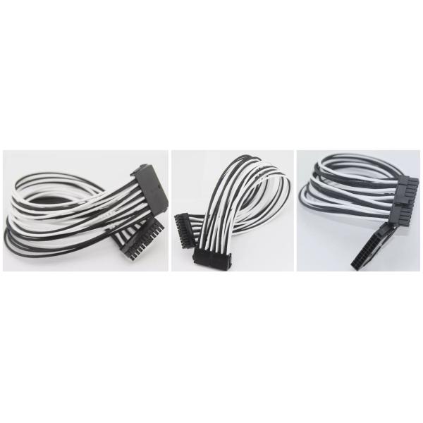 ATX Power Supply Extension Cable Motherboard 24Pin Female To Male Sleeved PSU Cable Extension Black White