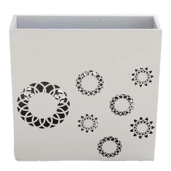 Metal white oblong flower pot large decorative rectangle flower box