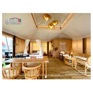 Quality Customized 6m Span Glamping Tent hotel With Bathroom for sale