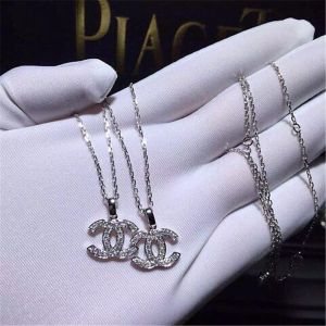 Luxury full diamonds of classic logo necklace 18kt gold with yellow gold or