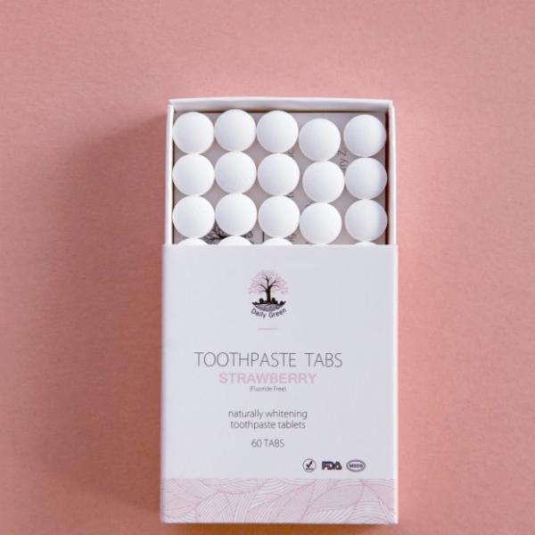 Buy Eco-friendly Pack Strawberry Flavor Nano-Hydroxyapatite Toothpaste Tablets at wholesale prices