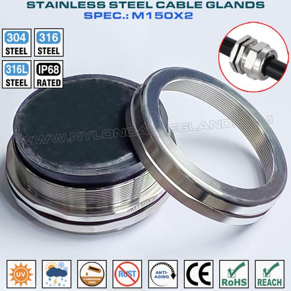 M150x2 Metric Cable Gland Stainless Steel 316, Cable Gland IP68 Stainless Steel