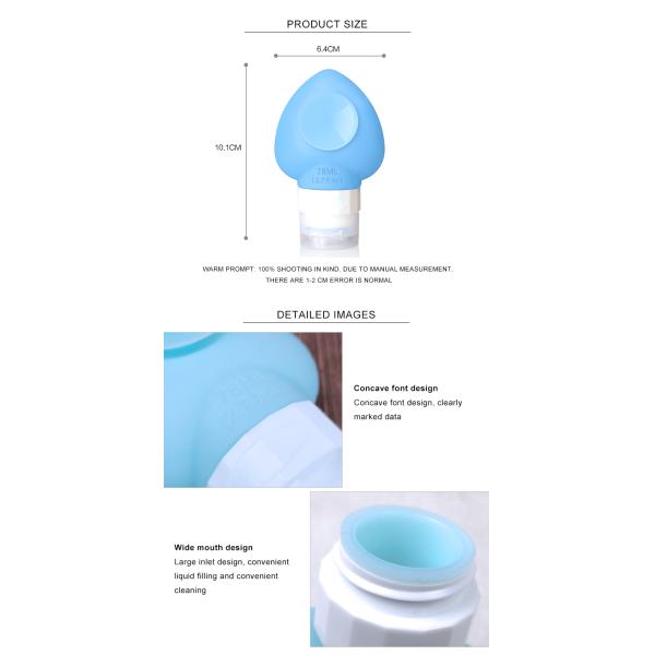 78Ml Portable Soft Cute heart Silicone Travel Bottle Set With Suction Cup