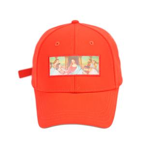 China Customized Red 6 Panel Curve Bill Printed Baseball Caps For Girls on sale