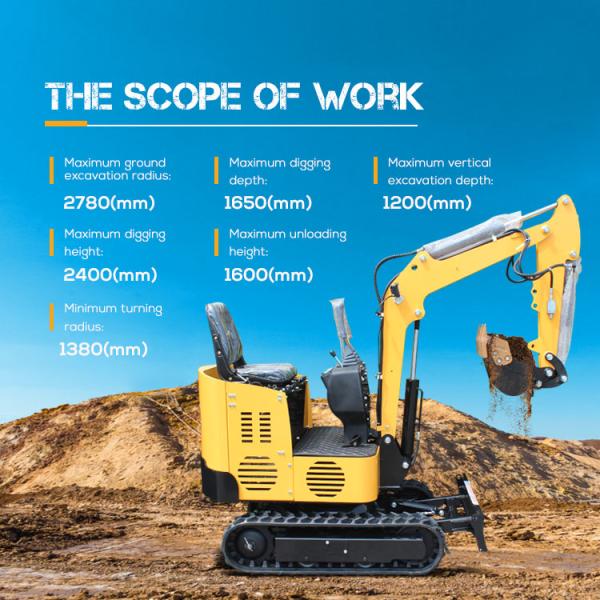 Escavatore Mini Small Micro Home Crawler Bagger Digger Excavators Machine 2 T 0.8 1.2 1.5 2 Ton 1 Ton Mini Excavator