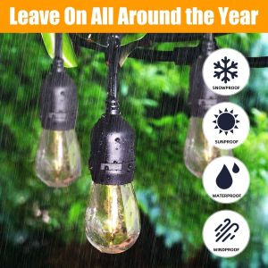 25 Bulbs Waterproof Outdoor Festoon Lights 240V Ambiance Patio For Wedding