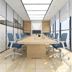 Luxury Solid Wood Veneer Office Conference Table Scratch Resistant