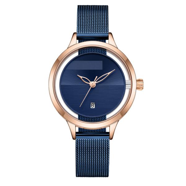 Buy Ladies Mesh Belt Quartz Calendar Watch With Willow Leaf Needle at wholesale prices