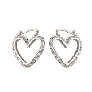 Micro Pave Sterling Silver Hoop Earring