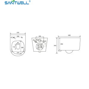 Sanitwell SWJ0425 Bathroom wc white toilet bowl rimless flush