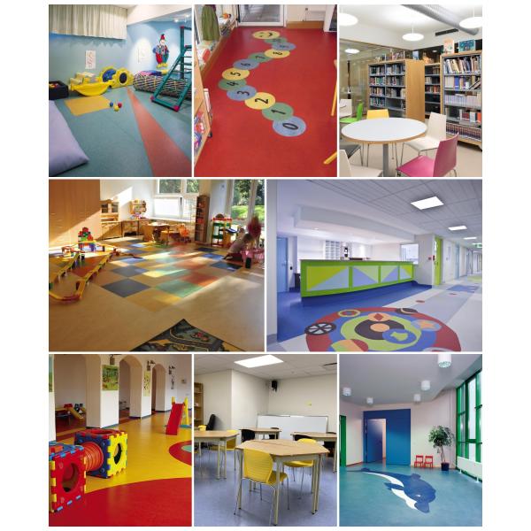 20m PVC Oak Vinyl Flooring Roll Heterogeneous Vinyl Flooring For Kindergarten