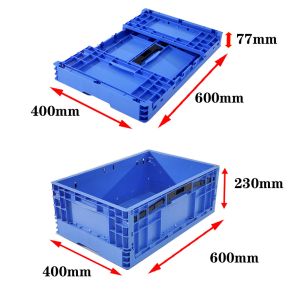 Collapsible Plastic Storage Crate for Recycled Warehouse PP Folded Size 600*400