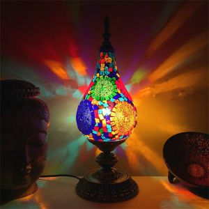 Turkish Mosaic Table Lamp Mediterranean Retro Stained Glass industrial table